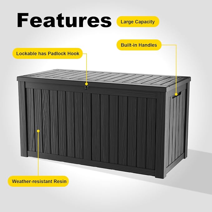 180 Gallon Outdoor Deck Box, Storage Lockable Waterproof Patio Furniture - Image 6