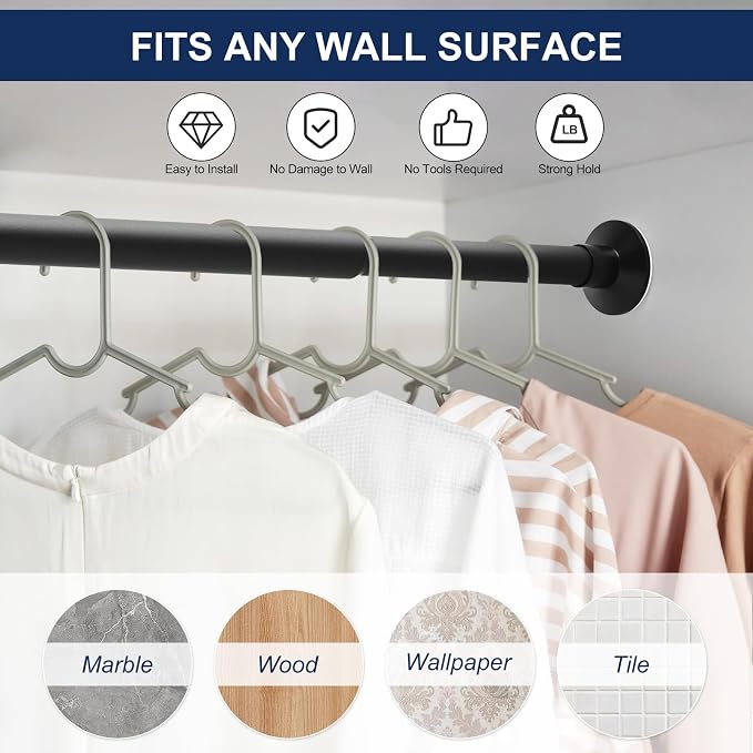 No Drilling Closet Rod, 27.5-94 Inches Hanging Closet Rod - Image 4