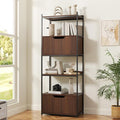 Bookcase with 4 Doors, 6 Tier Open Bookshelf by Housoul