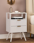 White Nightstand, Modern Bedside Table by Leomonio
