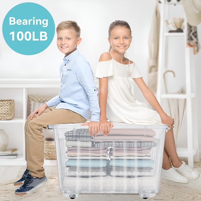 Nazhura 72 Quart Plastic Storage Bin, Stackable and Nestable Storage Boxes - Image 9