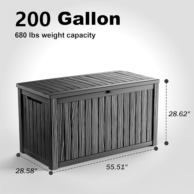 EasyUp 200 Gallon Outdoor Storage Box Waterproof, UV Resistant Resin Deck Box - Image 2