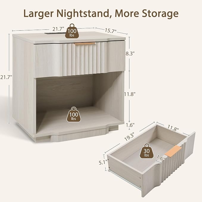Yechen Fluted Night Stand Set 2 - Image 3