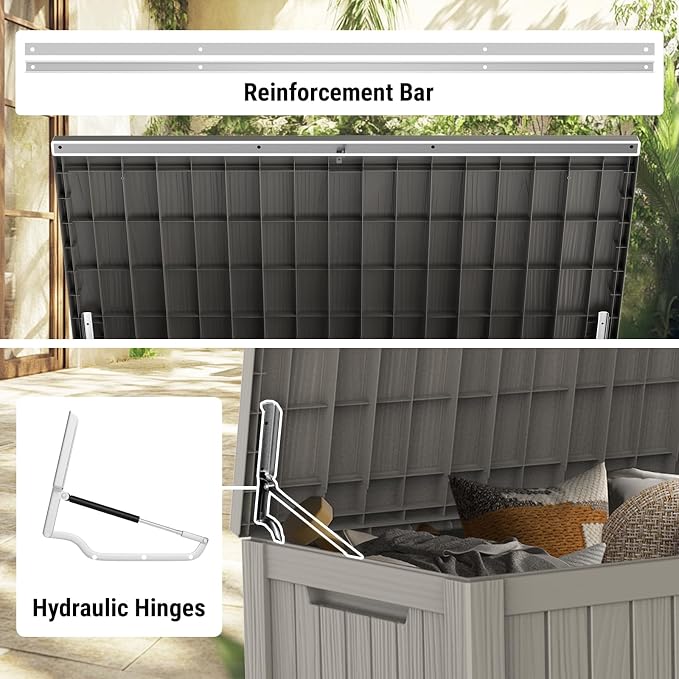Mars Villa 180 Gallon Outdoor Storage Box Waterproof, Extra Large Resin Deck Box - Image 4
