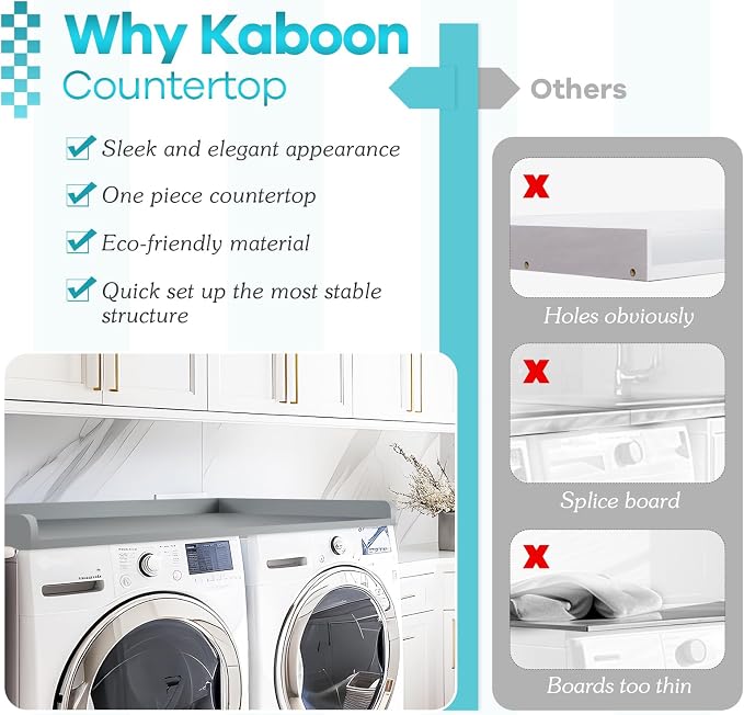 Kaboon Washer Dryer Countertop 58" x 28" Extra Large Version, Melamine - Image 4