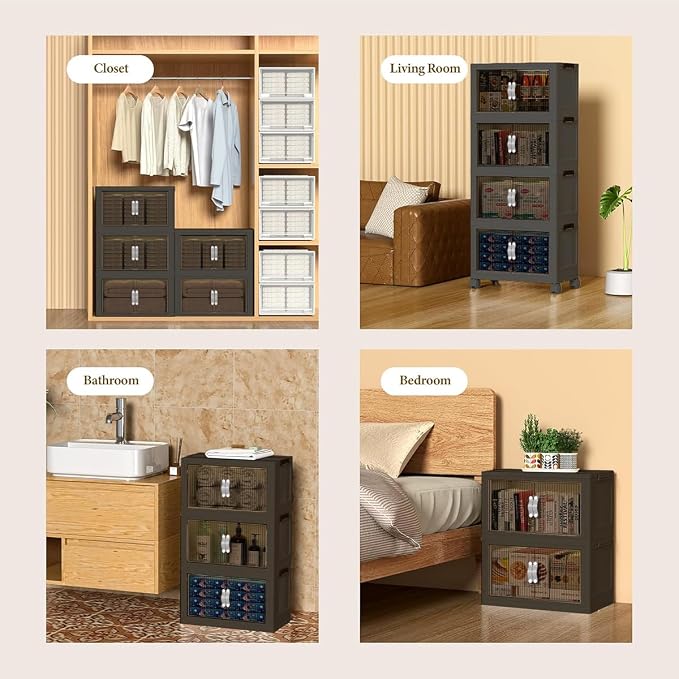 Stackable Storage Bins Wheel, Large Collapsible Closet Organizer - Image 5