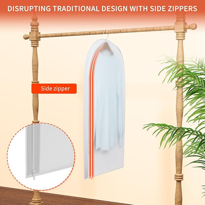 Clear Garment Bags for Hanging Clothes, 40in Dress Clothing Suit Coat for - Image 3