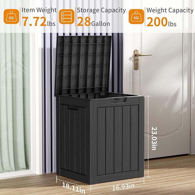 28 Gallon Resin Deck Box, Lockable Patio Outdoor Storage Box - Image 5