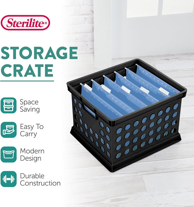 Sterilite Stackable Plastic Storage Crate Bin Organizer File Box - Image 3