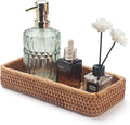 Rattan Bathroom Vanity Tray, Toilet Tank Tray, Toilet Basket Tank Topper by XIMISISE