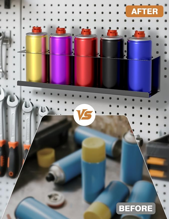 6 Pack Spray Can Holder Organizer, Wall-Mounted Steel Spray Bottle Rack - Image 4