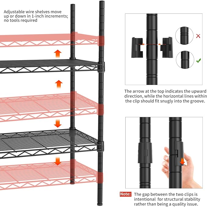 6 Tier Adjustable Storage Shelves, Heavy Duty Metal Utility Shelf 900LBS - Image 5