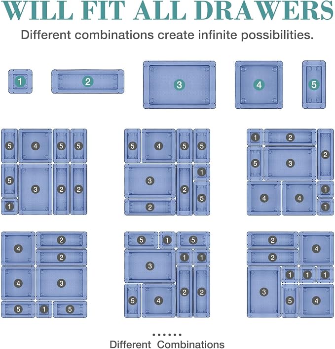 10 PCS Drawer Organizer Set, 5 Varied Size Bathroom and kitchen Drawer cabinet - Image 3