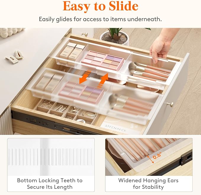 Lifewit 2 Pack Sliding Makeup Drawer Organizer Trays - Image 7
