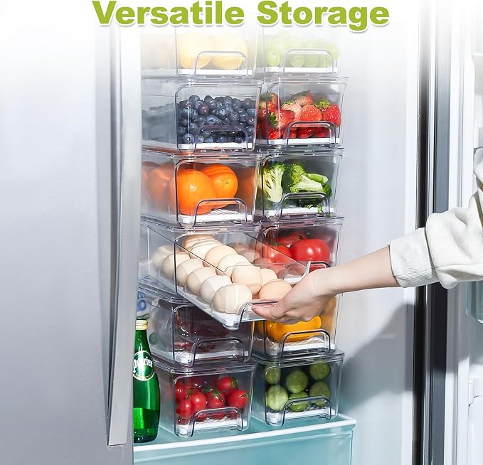 4-Pack Refrigerator Drawer Organizer Bins, - Image 7