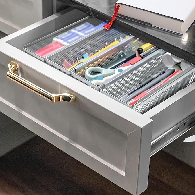 4PCS Drawer Organizer for Kitchen, Utensil Mesh Drawer Organizer - Image 2