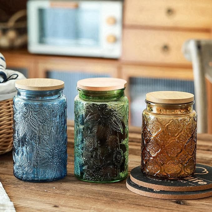 ANSQU Green Glass Canister Jars, 34oz Candy Jars - Image 4