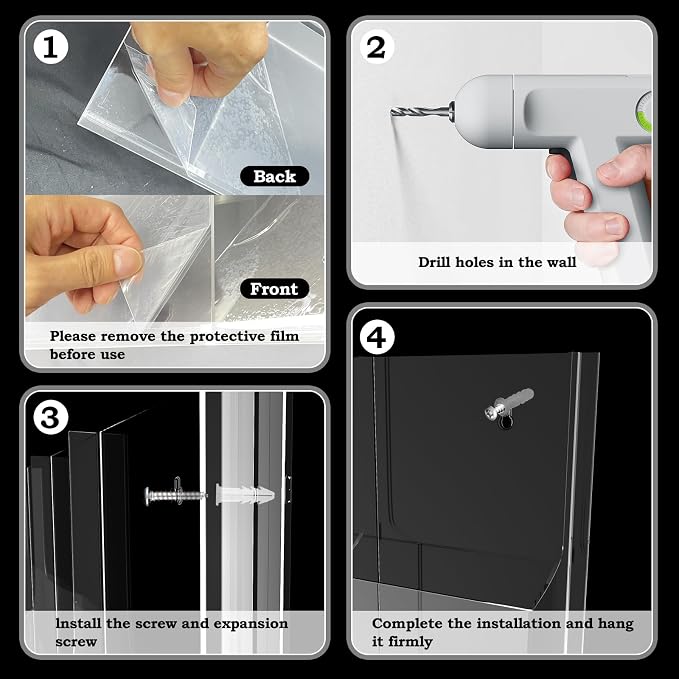 Nalwort Acrylic Brochure Pamphlet Holder, 12 Magazine Holders, Trifold Flyer - Image 8