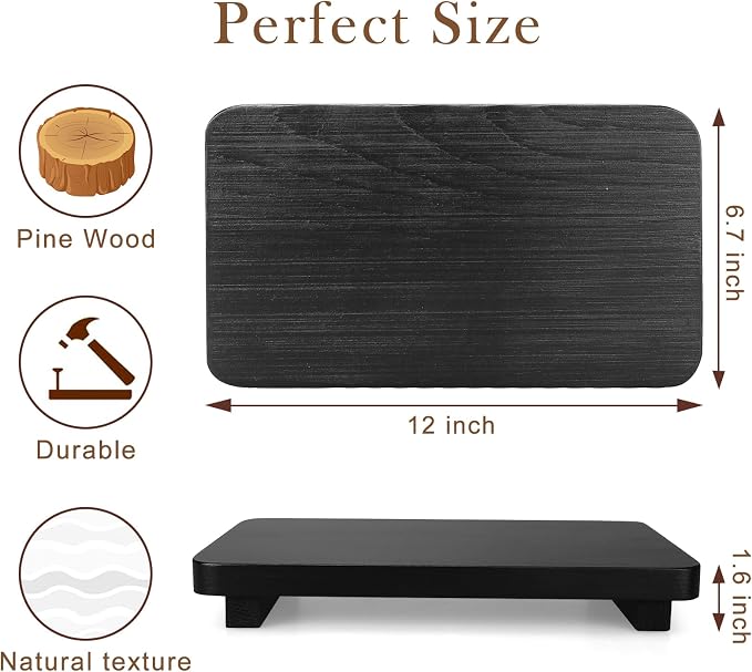 Black Bathroom Counter Organizer Tray Wood Riser Kitchen Countertop Trays Dish - Image 6