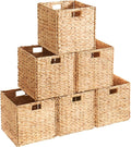 Ornavo Home 13 x 13 Inch Water Hyacinth Baskets Set of 6 – Handwoven by OrnavoHome