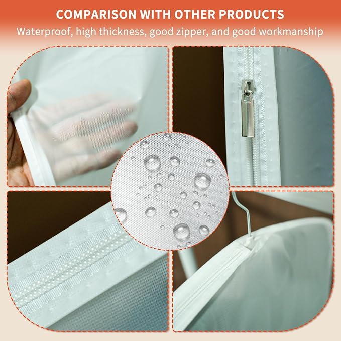 Clear Garment Bags for Hanging Clothes, 48in Dress Clothing Suit Bags Coat for - Image 8