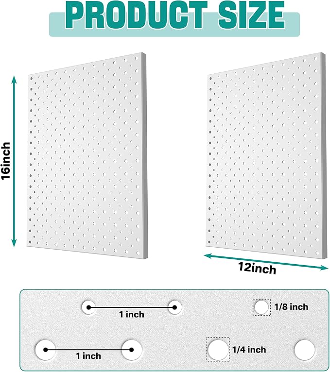 EVERHANGER Metal Pegboard Panels, Heavy Duty Pegboard Wall Organizer, Garage - Image 2
