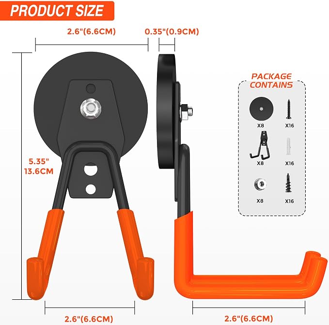 8 Pack Heavy Duty Storage Magnetic Utility Hooks Large Garage Strong Extra - Image 3
