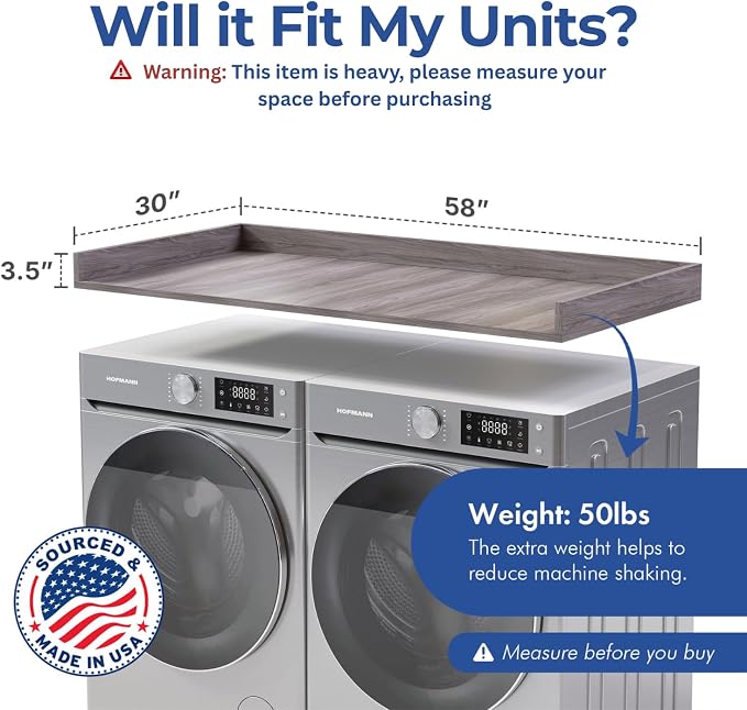 OfficeSimpli Large Washer Dryer Countertop 30 x 58 - Image 2