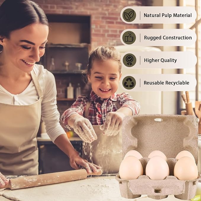 50 Pack Egg Cartons Cheap Bulk, Blank Natural Pulp Egg Carton 6 Count - Image 4