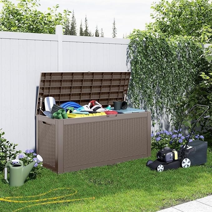 100 Gallon Deck Box, Resin Outdoor Storage Box - Image 5