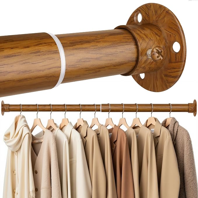 Closet Rods for Hanging Clothes, 17-52 Inch Heavy Duty and Stepless Adjustable by CTSZOOM