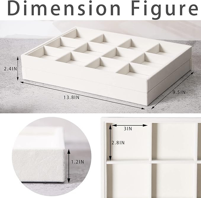 Coward 2PC Stackable 12 Grids Jewelry Organizer Tray Bracelet Display Stand - Image 2