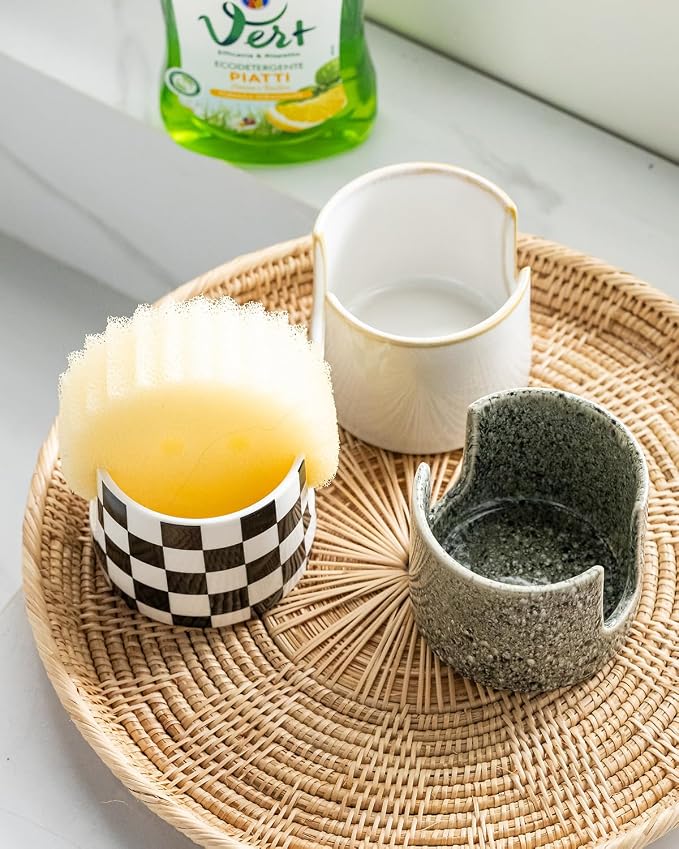 Kitchen Sponge Holder, Ceramic Dish Sponge Holder Scrubby Daddy Farmhouse Dish - Image 6