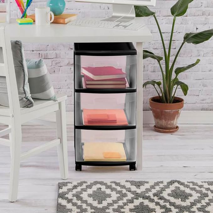 Sterilite 8 Pack Plastic Storage Organizer, 3 Drawer Rolling Bin Cart, Closet - Image 8
