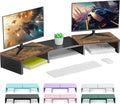 Dual Monitor Stand for Desk, Wooden Monitor Riser, Desk Shelf for Top of Desk by OUTIOE