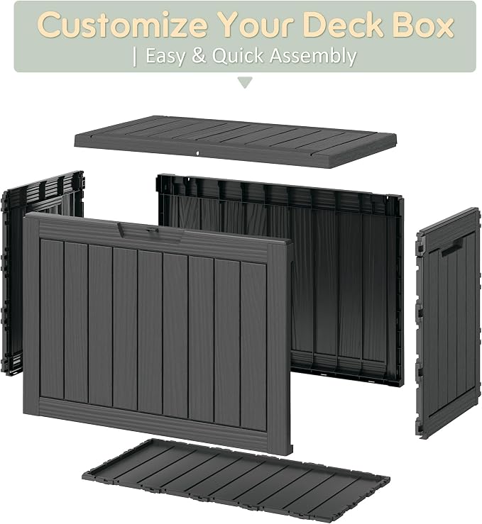 45 Gallon Outdoor Storage Deck Box Waterproof, Garden Tool, Backyard Cushion - Image 5