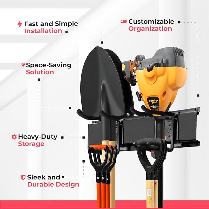 TIDYME Heavy-Duty Garage Wall Storage System | Wall Mounted Tool Organizer Rack - Image 5