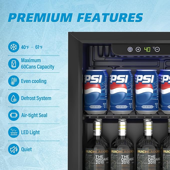 1.3 Cubic Feet Mini Fridge, 60 Can Freestanding Beverage Refrigerator - Image 3