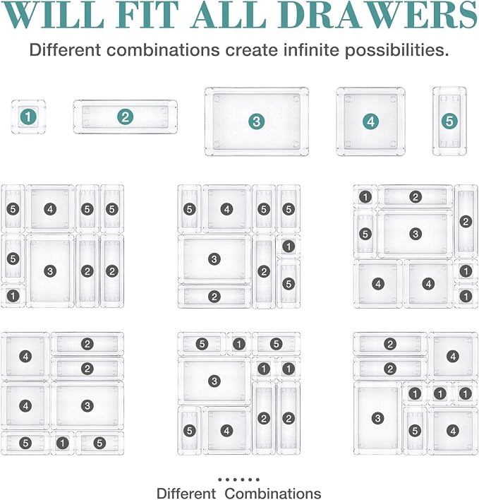 10 PCS Drawer Organizer Set, 4 Varied Size Bathroom and kitchen Drawer cabinet - Image 4