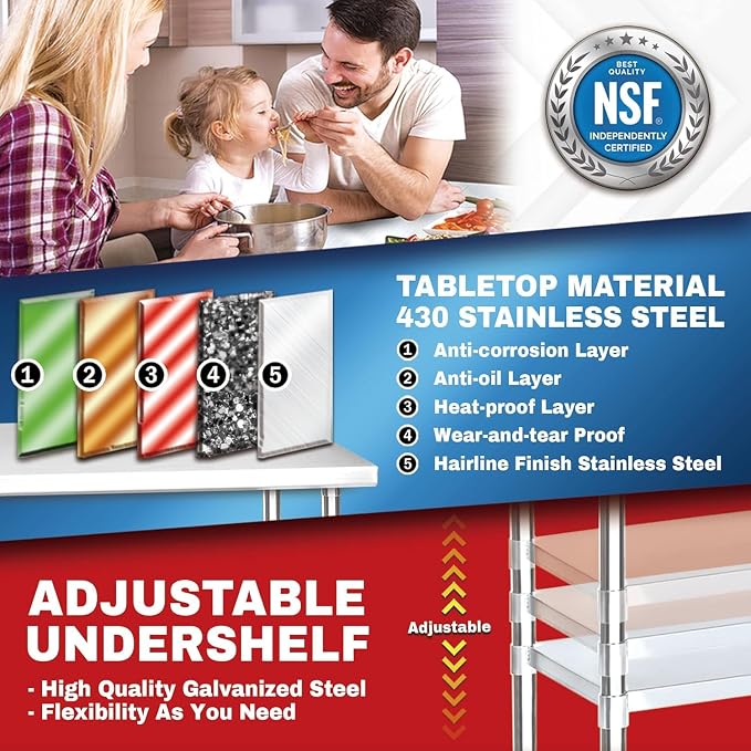 DuraSteel 30x72 NSF Stainless Steel Cart Work Table - Image 4