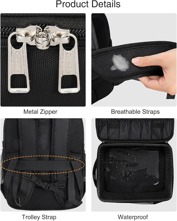 Makeup Backpack Professional Cosmetic Artist Bag Extra Large Travel Train Case - Image 7