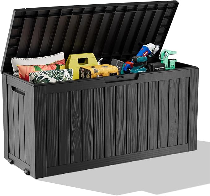 75 Gallon Resin Deck Box, Lockable Outdoor Storage Box by OutdoorLivingPerfected