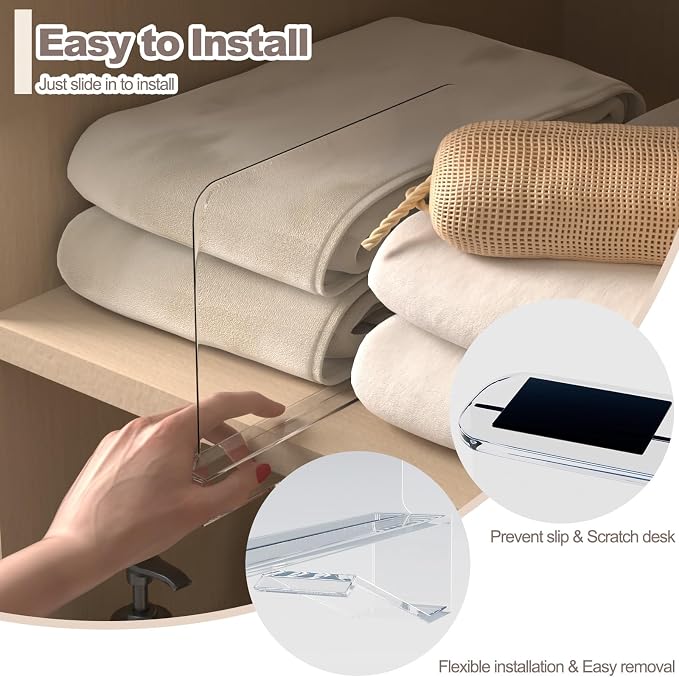 8PCS Acrylic Shelf Dividers for Closet Organization, Vertical Purse Organizer - Image 5