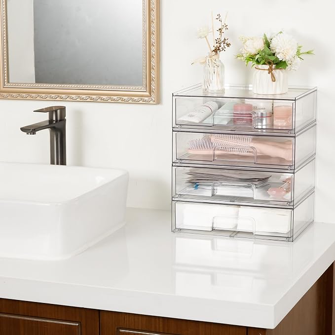 Vtopmart 12.1''W Clear Stackable Storage Drawers, 8 Pack Acrylic Plastic - Image 4