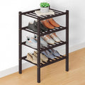 Smiry Bamboo Shoe Rack for Closet, 4 Tier Small Wooden Stackable Shoe Organizer by Smiry