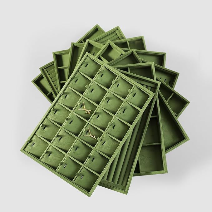 Velvet Stackable Jewelry Display Tray, 24 Grid Earring Ring Storage Tray - Image 8