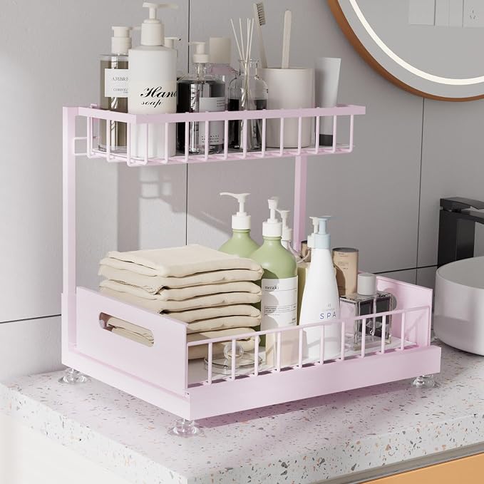 2 Pack Under Sink Organizer Storage 2-Tier Premium Metal Pull-Out Racks - Image 3