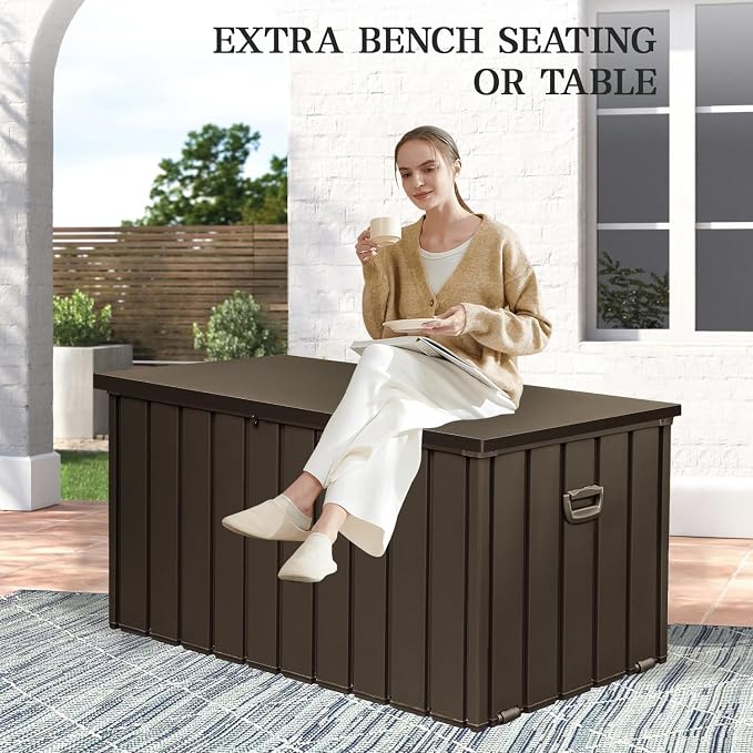 Domi 200 Gallon Metal Deck Box Waterproof, Outdoor Storage Box - Image 6