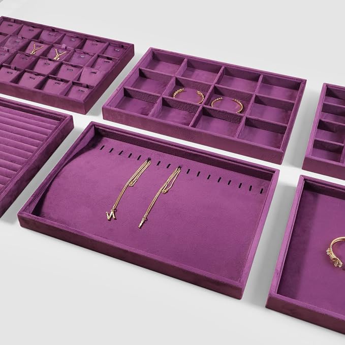 Velvet Stackable Jewelry Display Tray, 12 Grid Watch Bangle Bracelet Storage - Image 8