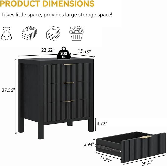 3 Drawer Dresser, Chest of Drawers Organizer - Image 3